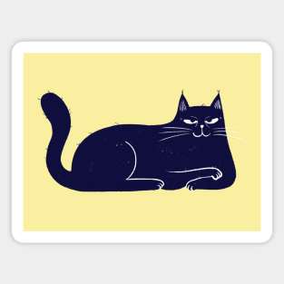 Moody blue cat evil smile mood - facing right Magnet